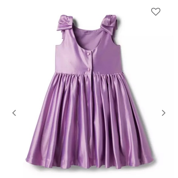 TODDLER GIRL SATIN BOW SLEEVE DRESS - Picture 2 of 3